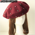 Moda de invierno de invierno de lana Hat Cap Gorra Beret con cuentas